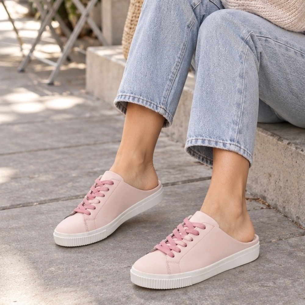 Splendid Lelia Leather Slip-On Sneaker Mules Size 8.5 Ombre Laces Casual Sporty
